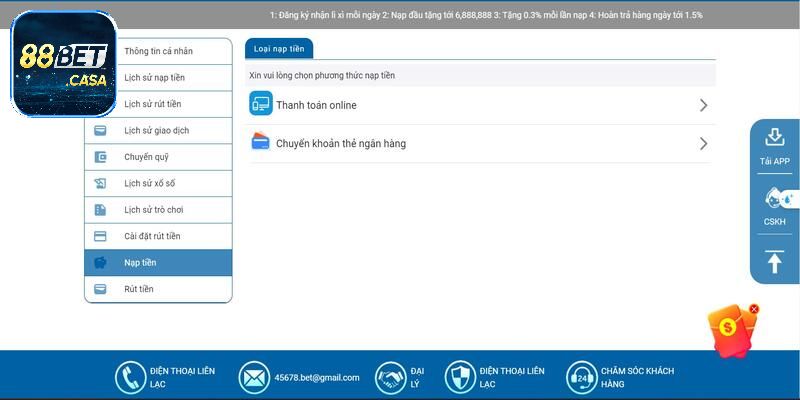 Hướng Dẫn Nạp Tiền 88Bet Nhanh Chóng Cho Thành Viên Mới - XOVIN
